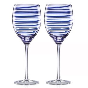 NWT Kate Spade Blue Print Wine Glasses
